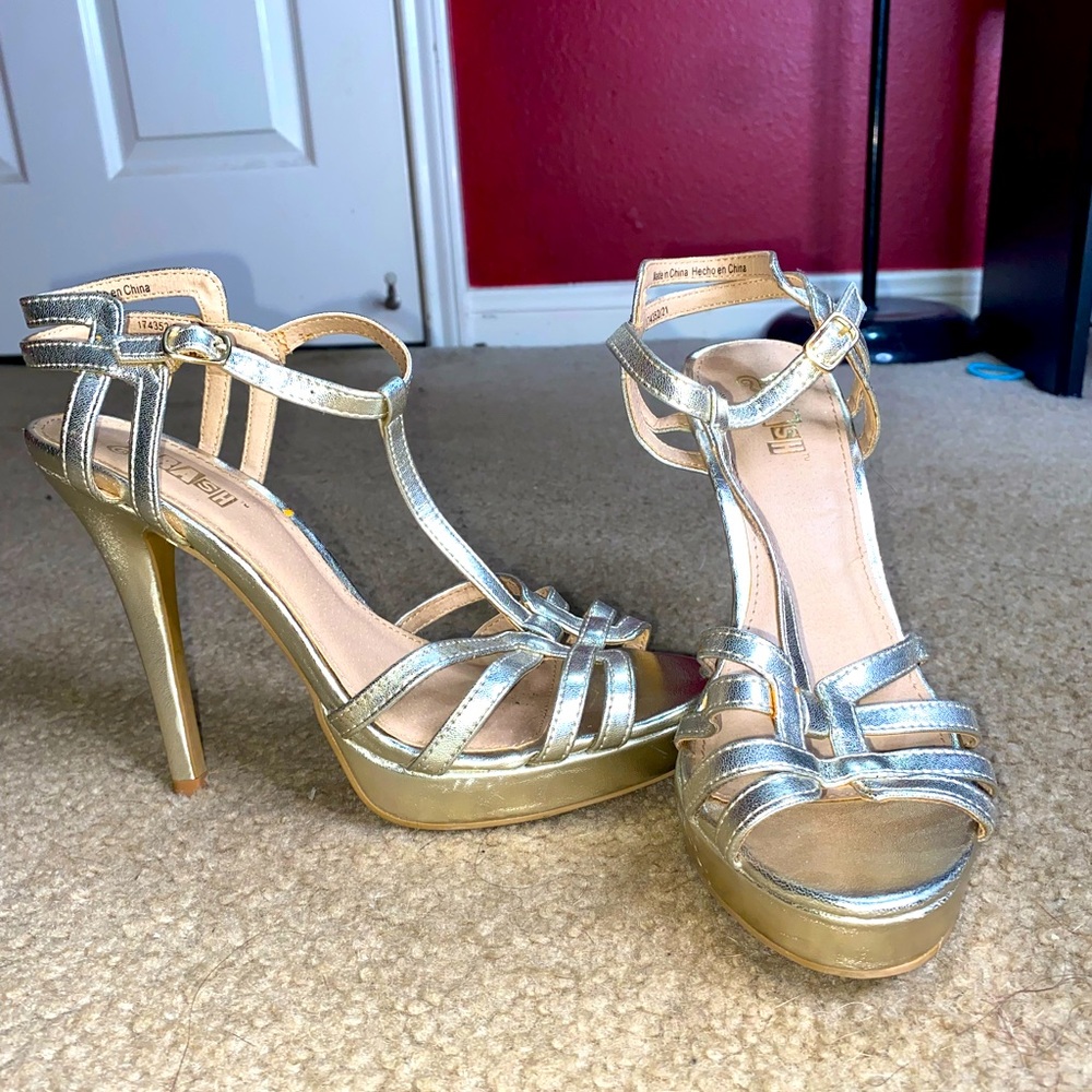 Brash Chrome gold heels